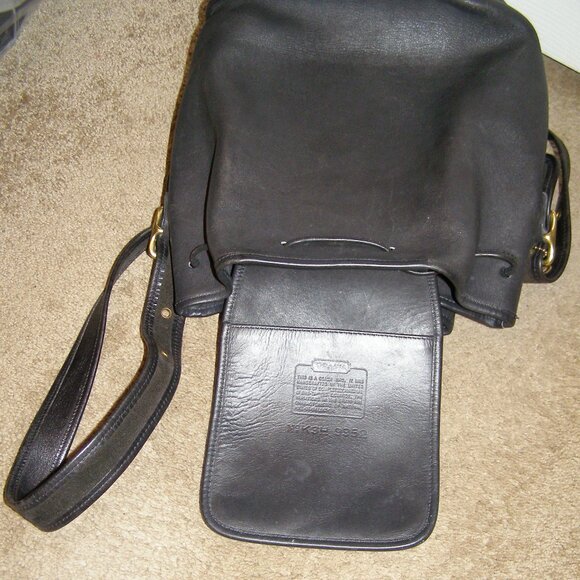 Vintage COACH black leather bucket bag Drawstring closure - Picture 8 of 12